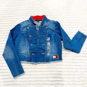 NWT Tommy Hilfiger Jean Jacket 90’s Y2K Denim Cropped Women’s Petite Small